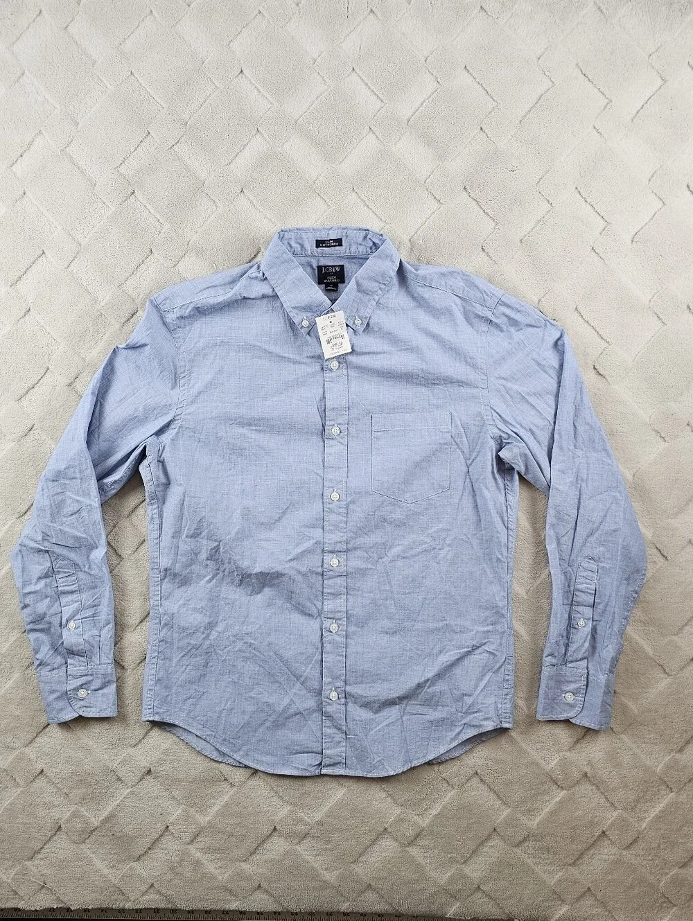 J.Crew Slim Untucked Flex Washed Button Up Shirt Mens Medium Solid Blue